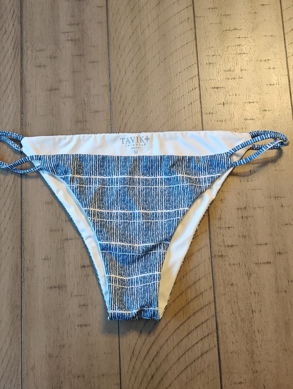 Tavik Blue & White Textured Stripe Bikini Bottom
